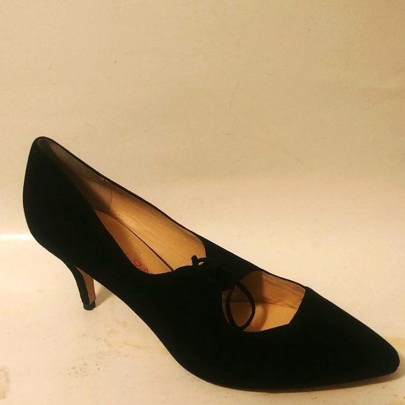 Sasha London Black Suede Heel Pumps sz 12 - Picture 2 of 6